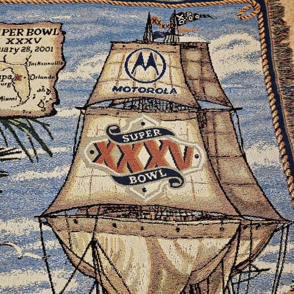 Vintage Northwest Co Super Bowl XXXV 35 Tapestry Throw Blanket Y2K Nautical Wall - Picture 4 of 12
